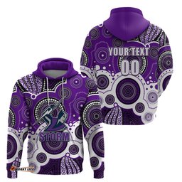 custom personalised and number storm nrl hoodie aboriginal patterns