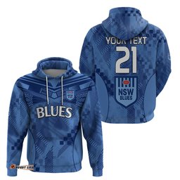 custom text and number nsw blues rugby hoodie origin new south wales sporty style