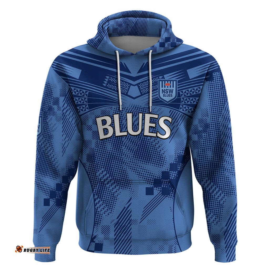 custom text and number nsw blues rugby hoodie origin new south wales sporty style