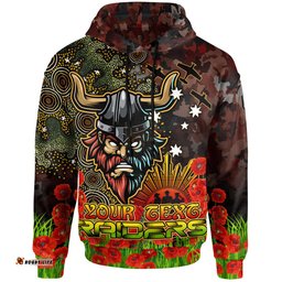 canberra raiders hoodie - custom anzac canberra raiders with remembrance poppy and indigenous patterns hoodie