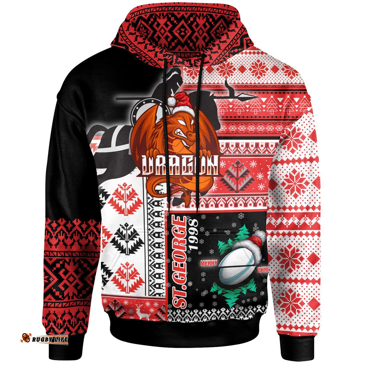 australia st.george hoodie - custom christmas snowflakes dragon mascot hoodie