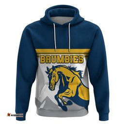 custom text and number brumbies rugby union hoodie australia silhouettes of horses