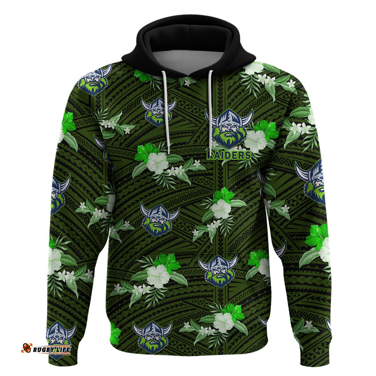 custom text and number raiders rugby hoodie polynesian tribal mix tropical hawaiian style