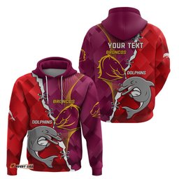 custom personalised broncos mix dolphins rugby hoodie sporty style