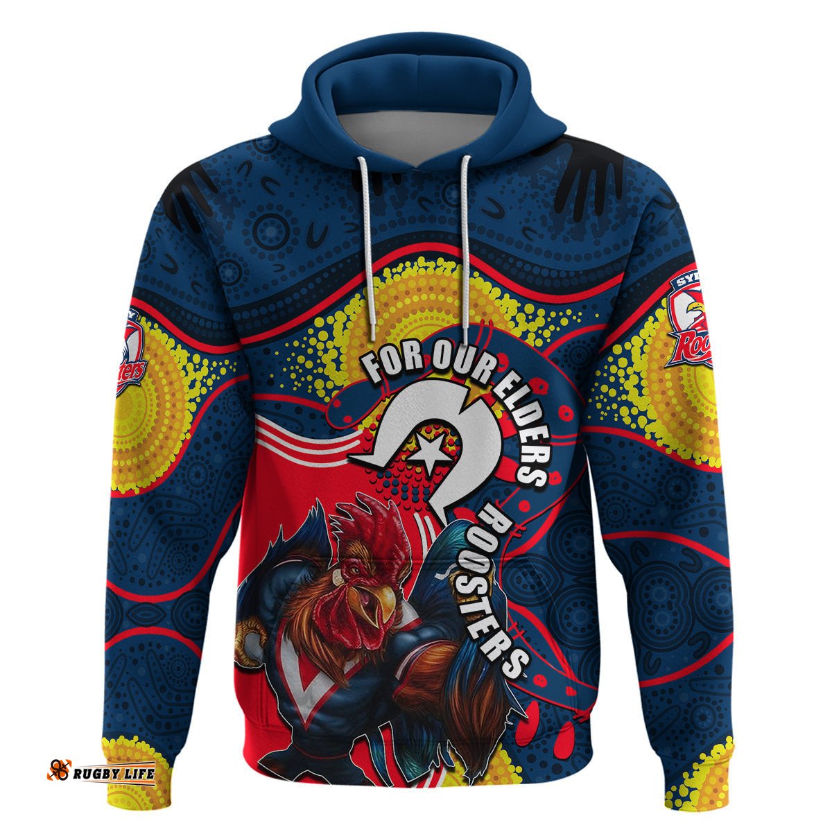 roosters mascot nrl hoodie naidoc
