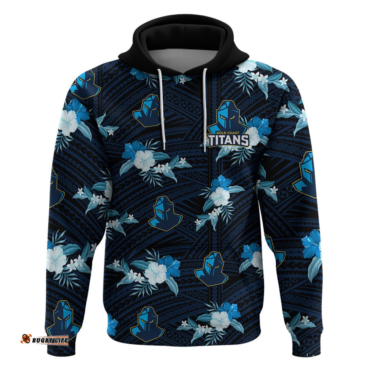 custom text and number titans rugby hoodie polynesian tribal mix tropical hawaiian style