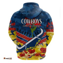cowboys rugby anzac hoodie lest we forget