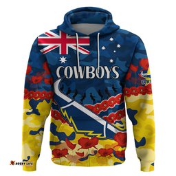 cowboys rugby anzac hoodie lest we forget