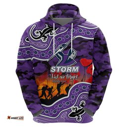 custom personalised anzac day nrl storm hoodie aboriginal lizard patterns