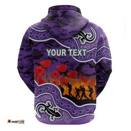 custom personalised anzac day nrl storm hoodie aboriginal lizard patterns