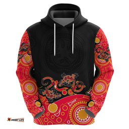 australia aboriginal hoodie lizard red
