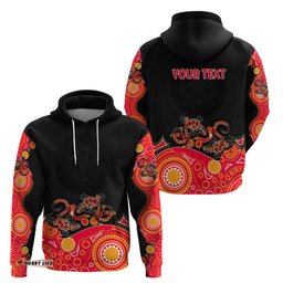 australia aboriginal hoodie lizard red