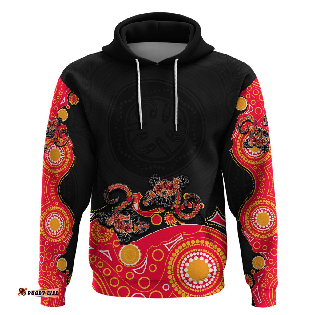 australia aboriginal hoodie lizard red