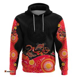 australia aboriginal hoodie lizard red