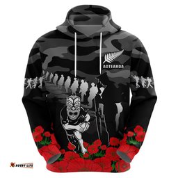 new zealand anzac rugby hoodie silver fern all black camouflage mix poppy