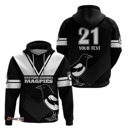 custom text and number western suburbs magpies rugby hoodie simple style
