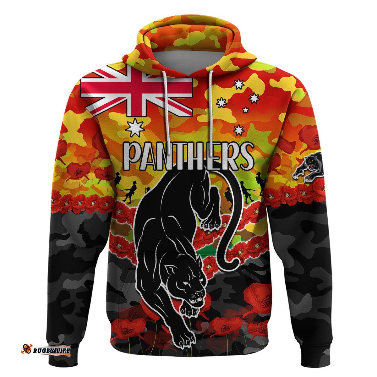 panthers rugby anzac hoodie lest we forget