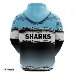 custom text and number cronulla sutherland sharks rugby hoodie simple style