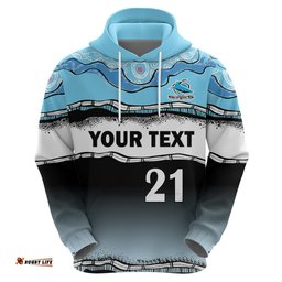 custom text and number cronulla sutherland sharks rugby hoodie simple style