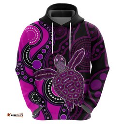 aboriginal turtle hoodie pink style
