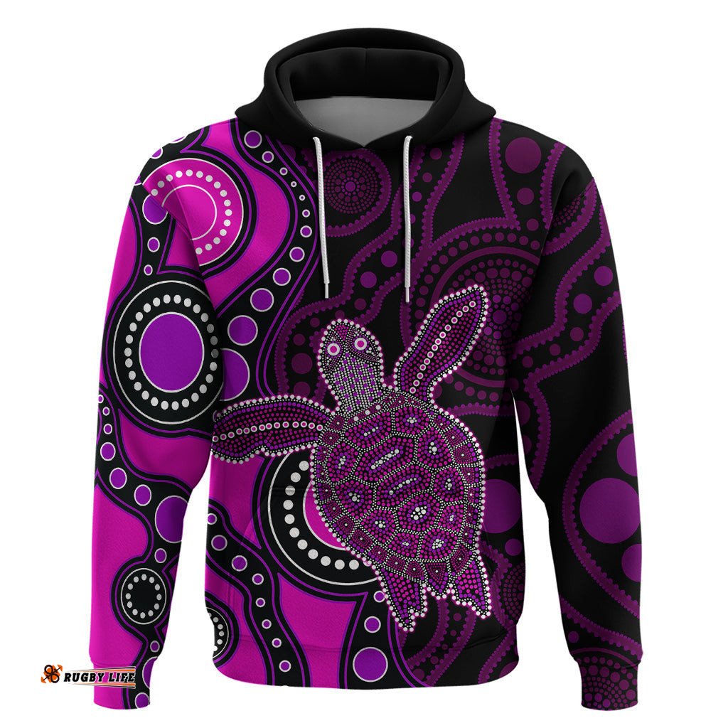 aboriginal turtle hoodie pink style