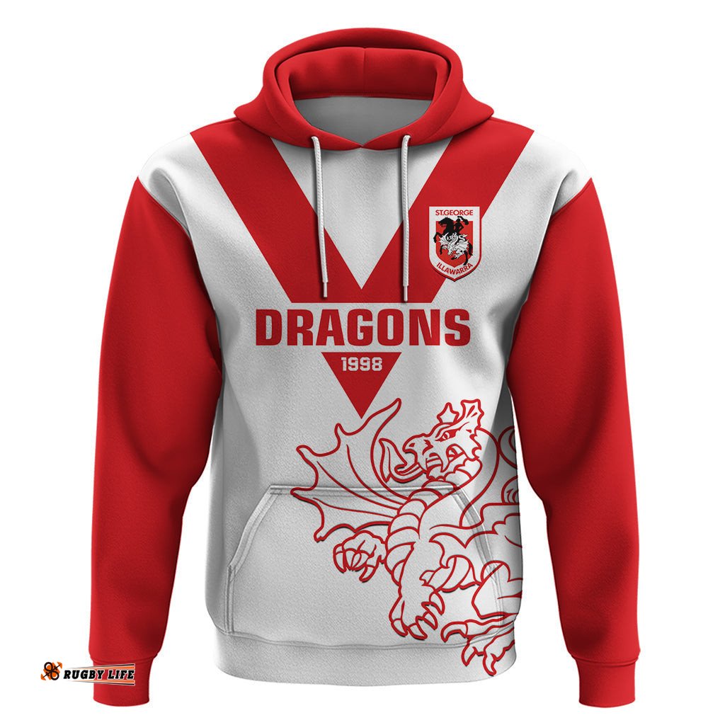 custom text and number dragons rugby hoodie simple st george illawarra