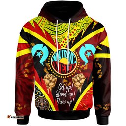 australia naidoc week hoodie - custom naidoc with torres strait island aboriginal inspired footprint "get up!, stand up! show up!" hoodie