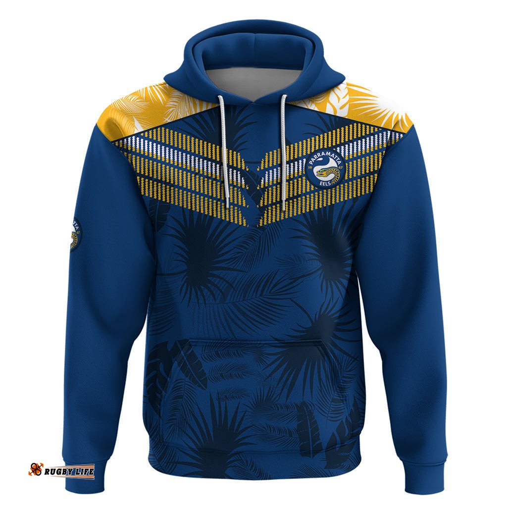 parramatta eels rugby hoodie simple hawaiian palms leaf