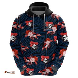 custom text and number newcastle knights rugby hoodie polynesian tribal mix tropical hawaiian style