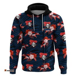 custom text and number newcastle knights rugby hoodie polynesian tribal mix tropical hawaiian style
