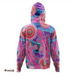 australia platypus aboriginal hoodie - pink platypus with aboriginal art dot painting patterns inspired hoodie