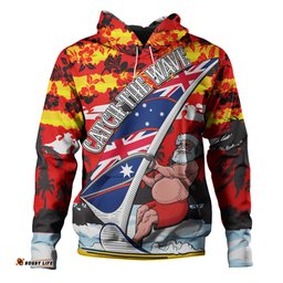 australia surfing christmas hoodie - tropical santa catch the wave hoodie