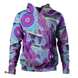 australia platypus aboriginal hoodie - purple platypus with aboriginal art dot painting patterns inspired hoodie