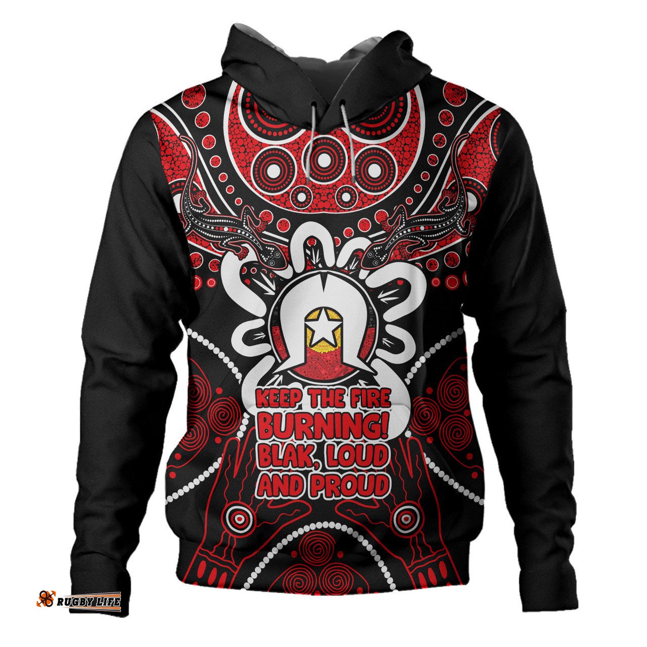 australia hoodie naidoc week aboriginal inspired dot art painting and aussie lizard