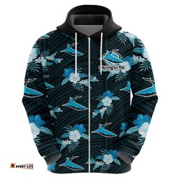 custom text and number sharks rugby hoodie polynesian tribal mix tropical hawaiian style