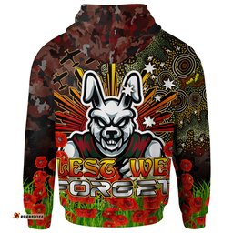 australia rabbitohs custom hoodie - anzac souths with remembrance poppy and indigenous patterns hoodie