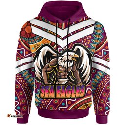 australia sea eagles hoodie - custom eagle strong with aboriginal inspired patterns hoodie