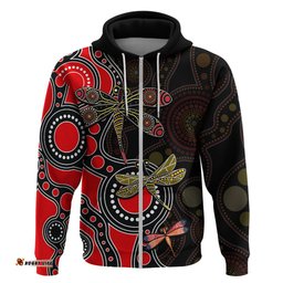 aboriginal dragonfly hoodie red style