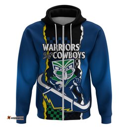 custom text and number nrl combine warriors and cowboys hoodie