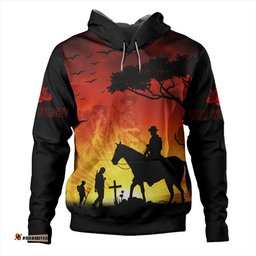 australia hoodie lest we forget horse sunset