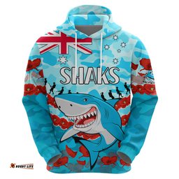 sharks rugby anzac hoodie lest we forget