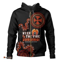 australia hoodie naidoc week 2024 keep the fire burning aboriginal dot art inspired