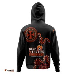 australia hoodie naidoc week 2024 keep the fire burning aboriginal dot art inspired