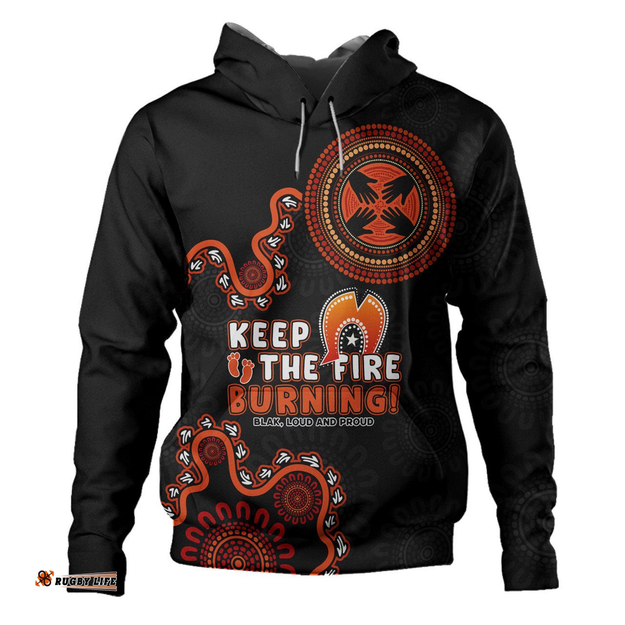 australia hoodie naidoc week 2024 keep the fire burning aboriginal dot art inspired