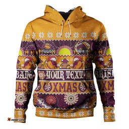 brisbane broncos christmas aboriginal custom hoodie - indigenous knitted ugly xmas style hoodie