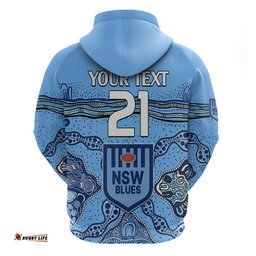 custom text and number nsw blues rugby hoodie new south wales aboriginal origin