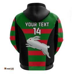 custom text and number rabbitohs rugby hoodie go souths 1908 sporty style black