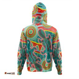 australia platypus aboriginal hoodie - green platypus with aboriginal art dot painting patterns inspired hoodie
