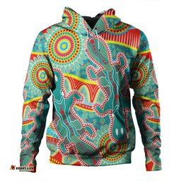 australia platypus aboriginal hoodie - green platypus with aboriginal art dot painting patterns inspired hoodie