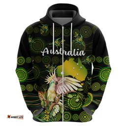 custom personalised australia hoodie golden wattle mix cockatoo and map